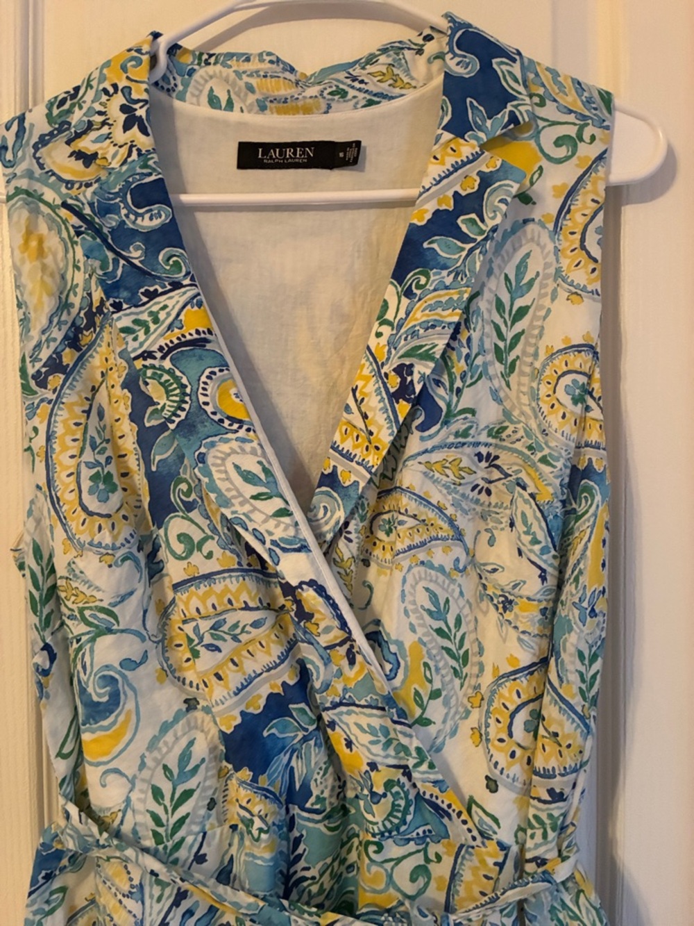 Ralph Lauren LRL Garden Party Blue & Yellow Paisley dress Sz 16 - Picture 5 of 9